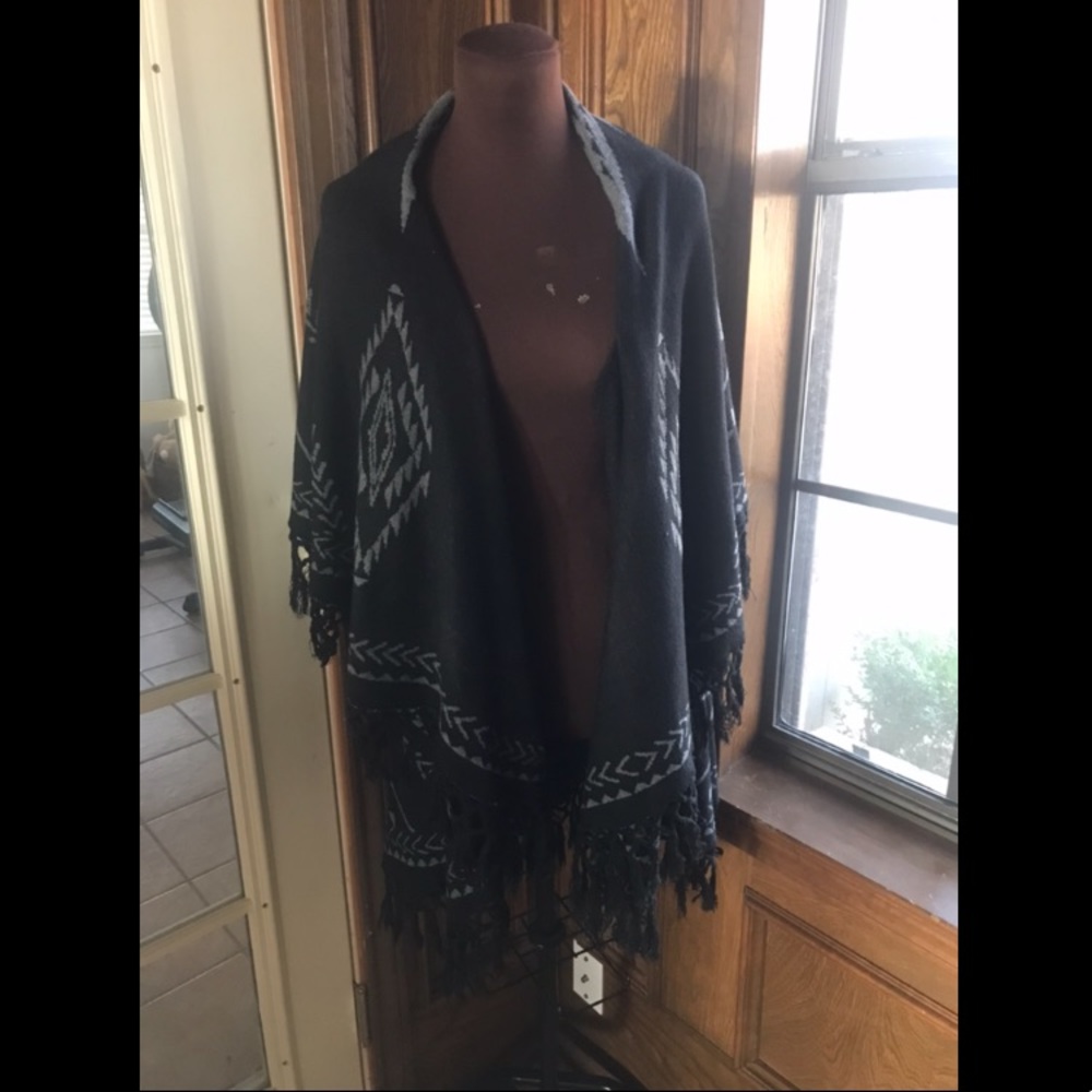 Black and Gray Poncho